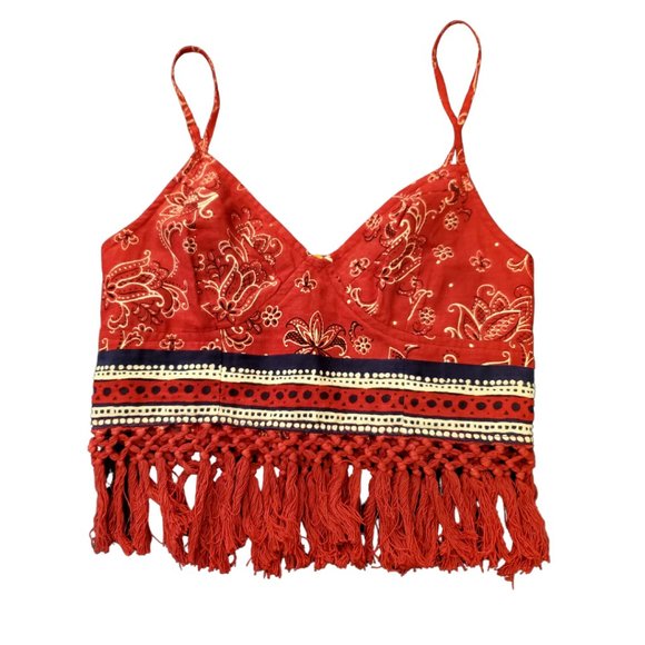 Free People Tops - Free People One Tank Top with Macrame Fringe L *UNIQUE*